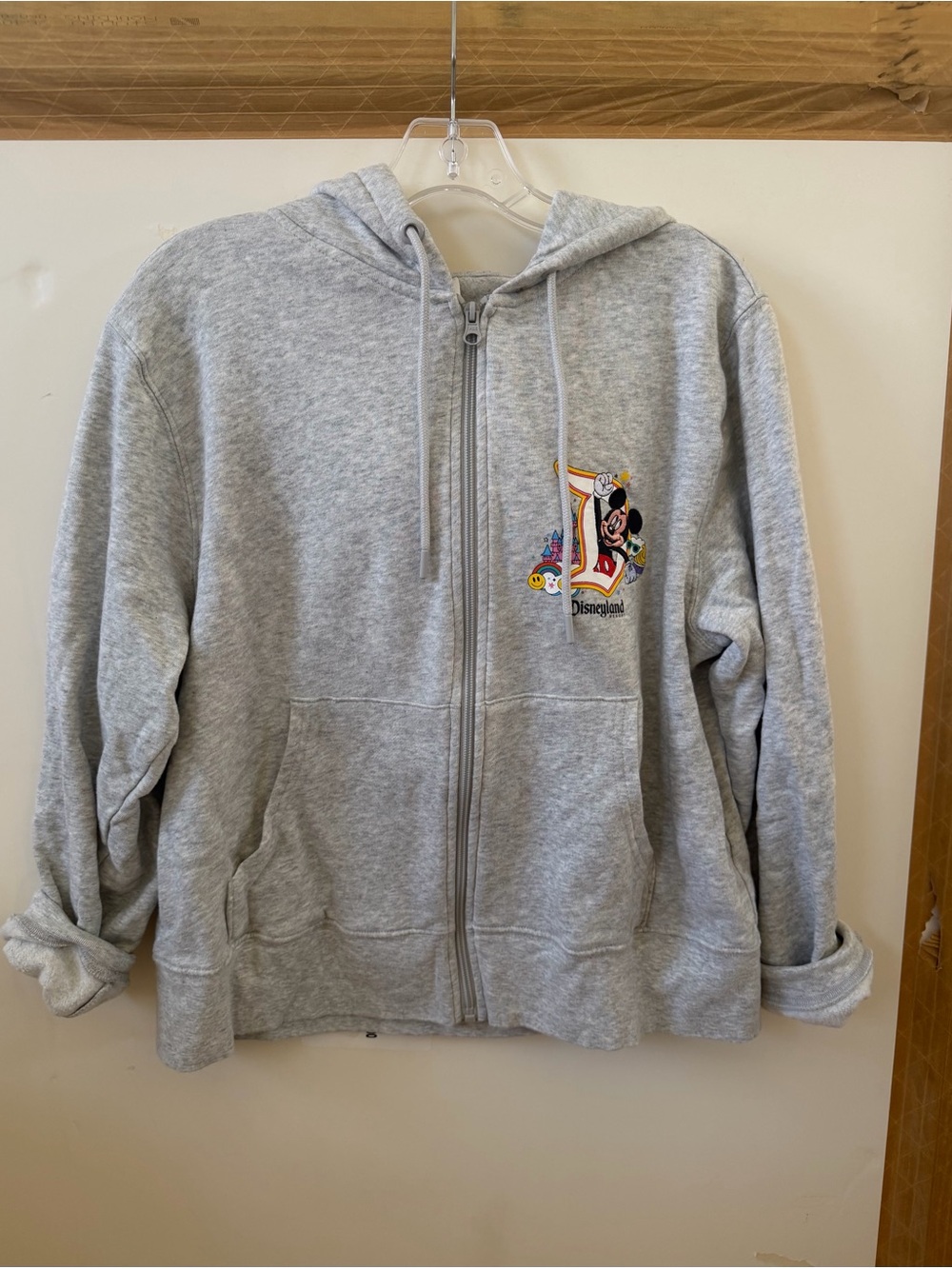 Disney Gray Zip Hoodie with Character Patch